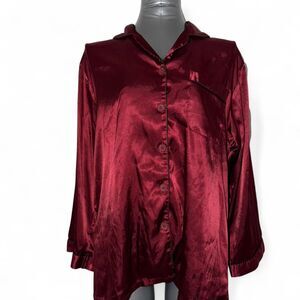Alexander-del-rossa Women's Burgundy and Red Blouse